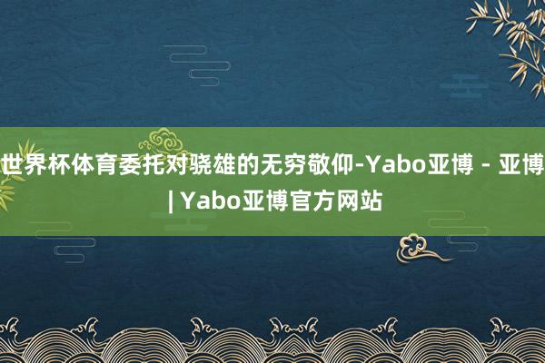 世界杯体育委托对骁雄的无穷敬仰-Yabo亚博 - 亚博 | Yabo亚博官方网站