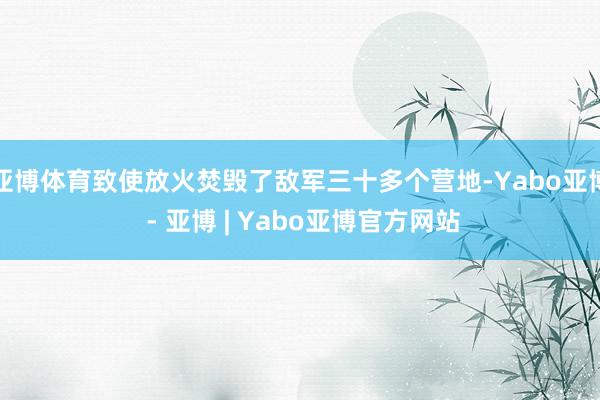 亚博体育致使放火焚毁了敌军三十多个营地-Yabo亚博 - 亚博 | Yabo亚博官方网站